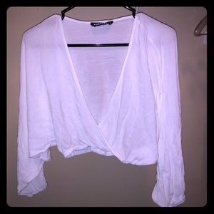 Long Sleeve V-Neck Crop Top